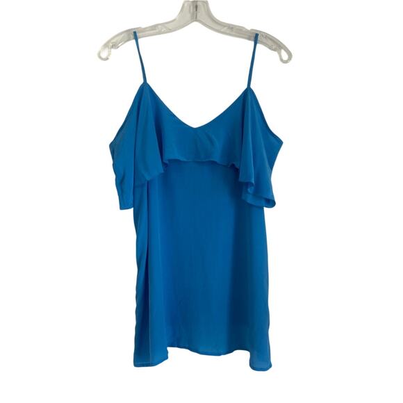 NWOT Chaser Spaghetti Strap Flutter Sleeve Off-Shoulder Top, Blue, Women's Med - Picture 1 of 3